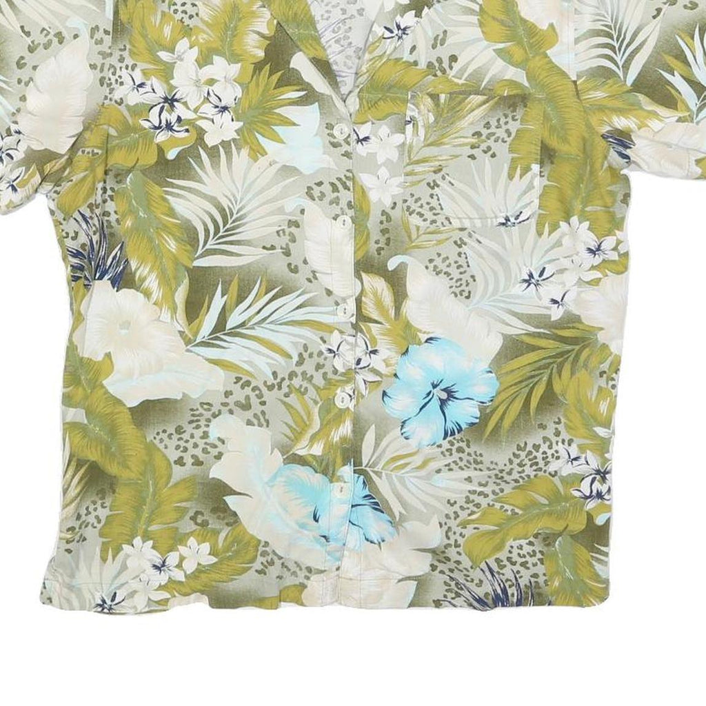 ERIKA Womens Green & Blue Floral Pattern Shirt S Summer Casual Lightweight