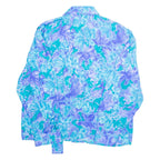 CV Womens Printed Blouse Blue Collared Long Sleeve Floral L