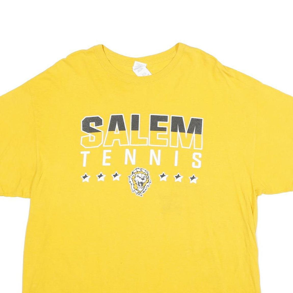 GILDAN Mens Yellow Salem Tennis Graphic T-Shirt XL Short Sleeve Crew Neck