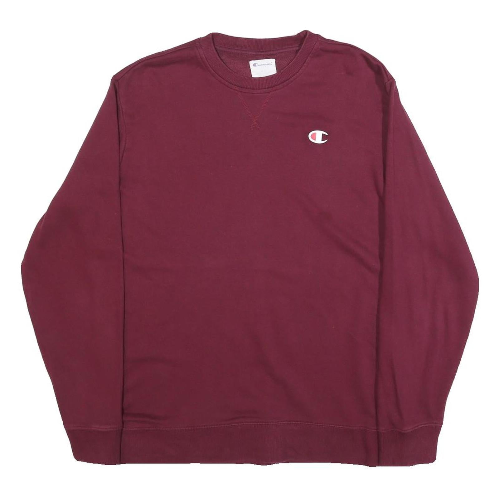 CHAMPION Mens Maroon Crew Neck M Cotton Blend Pullover Sweatshirt