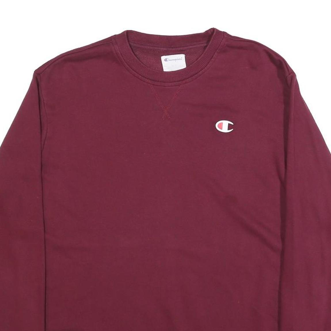 CHAMPION Mens Maroon Crew Neck M Cotton Blend Pullover Sweatshirt