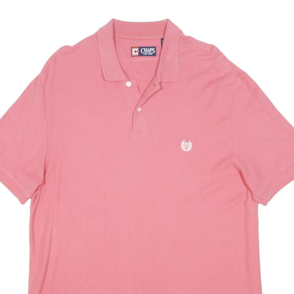 CHAPS Mens Pink Short Sleeve Plain L Polo Shirt Cotton Blend Casual