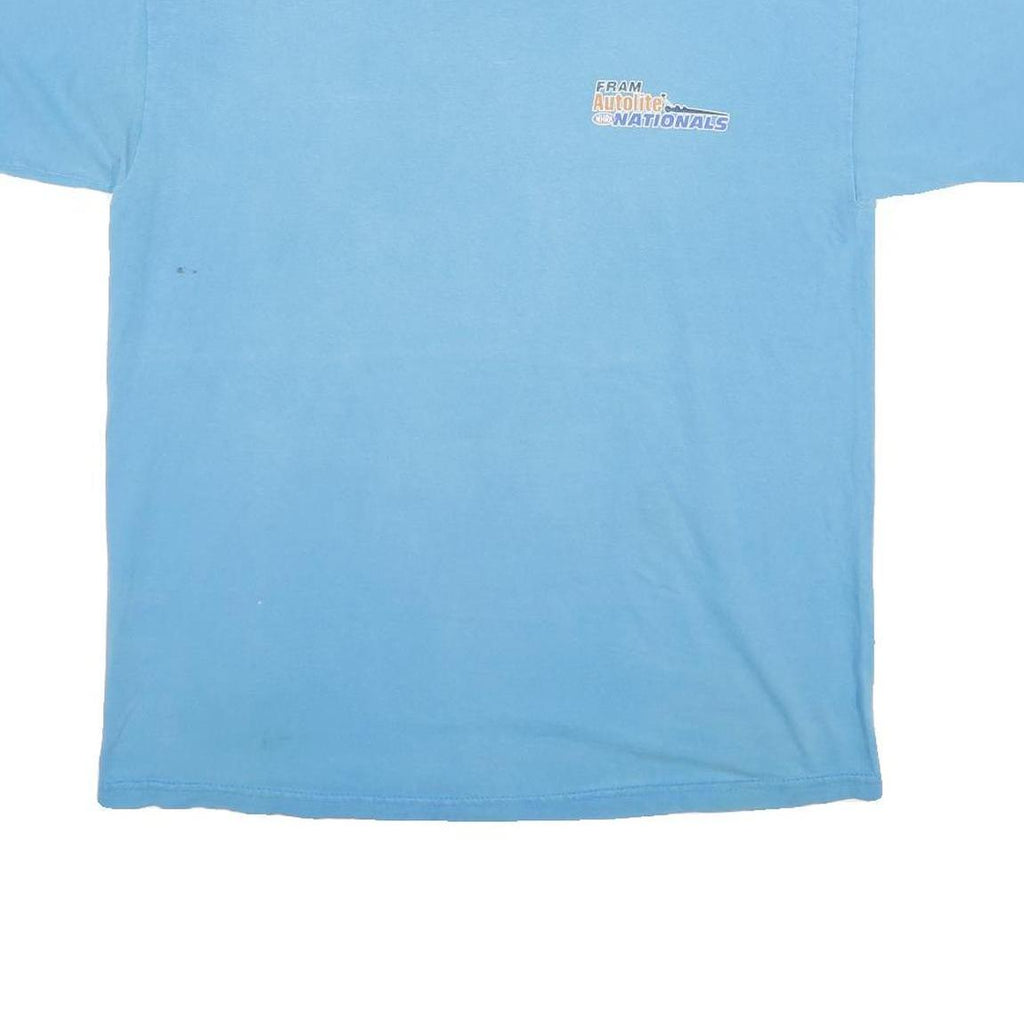 GILDAN Mens Blue NHRA Nationals Graphic T-Shirt L Short Sleeve Crew Neck Racing