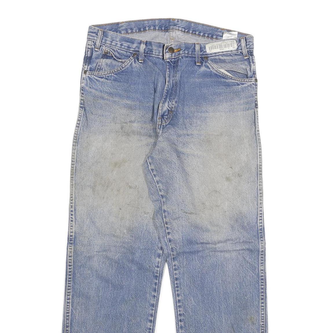 DICKIES Mens Blue Regular Fit Straight Denim Light Wash W36 L32 Cotton Blend Zip