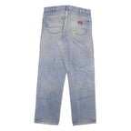DICKIES Mens Blue Regular Fit Straight Denim Light Wash W36 L32 Cotton Blend Zip