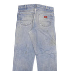 DICKIES Mens Blue Regular Fit Straight Denim Light Wash W36 L32 Cotton Blend Zip