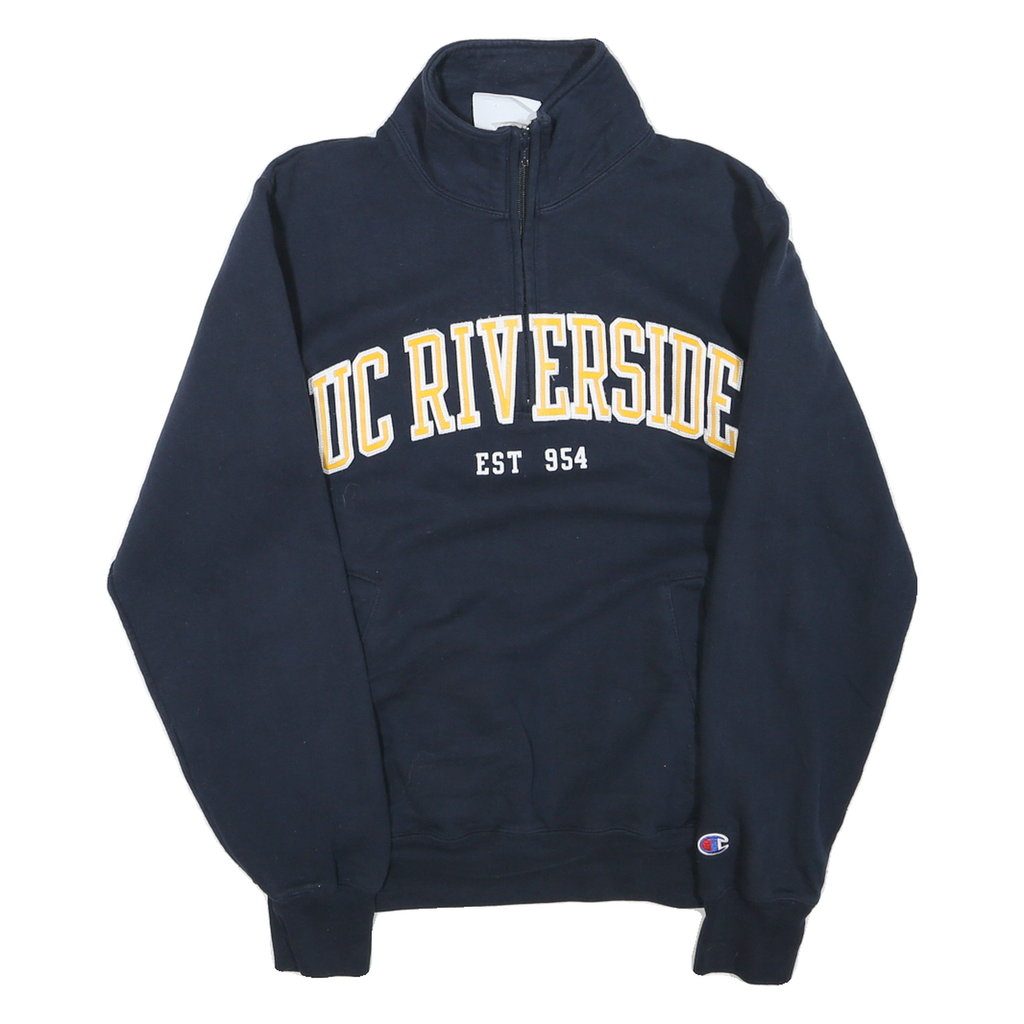 CHAMPION Mens Navy Blue UC Riverside Half Zip XS Sweatshirt Cotton Blend Comfort