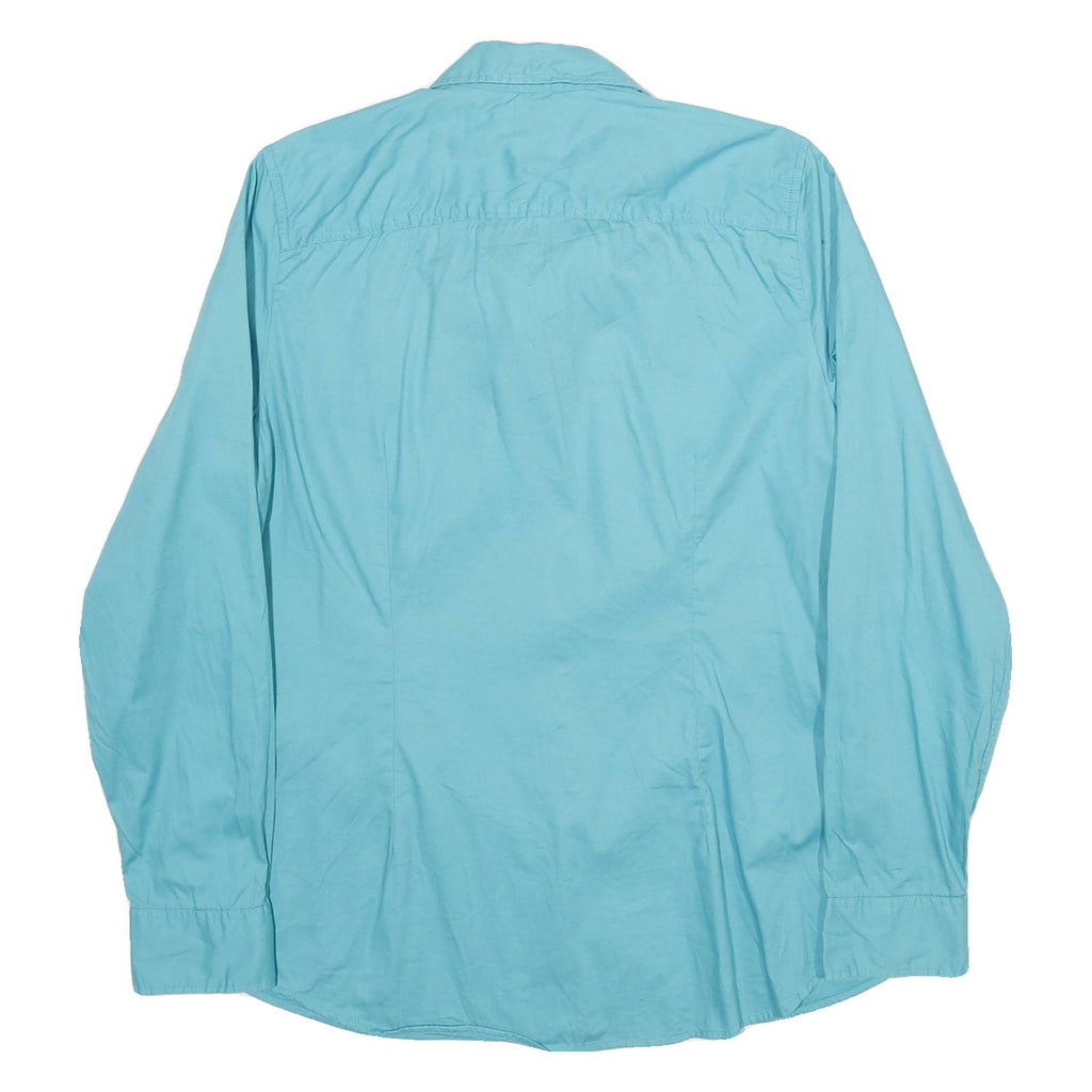 TOMMY HILFIGER Womens Blue L Shirt Cotton Blend Long Sleeve Button Down
