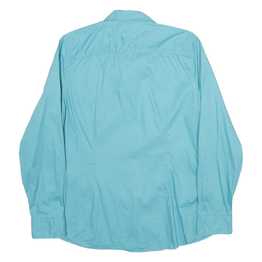 TOMMY HILFIGER Womens Blue L Shirt Cotton Blend Long Sleeve Button Down