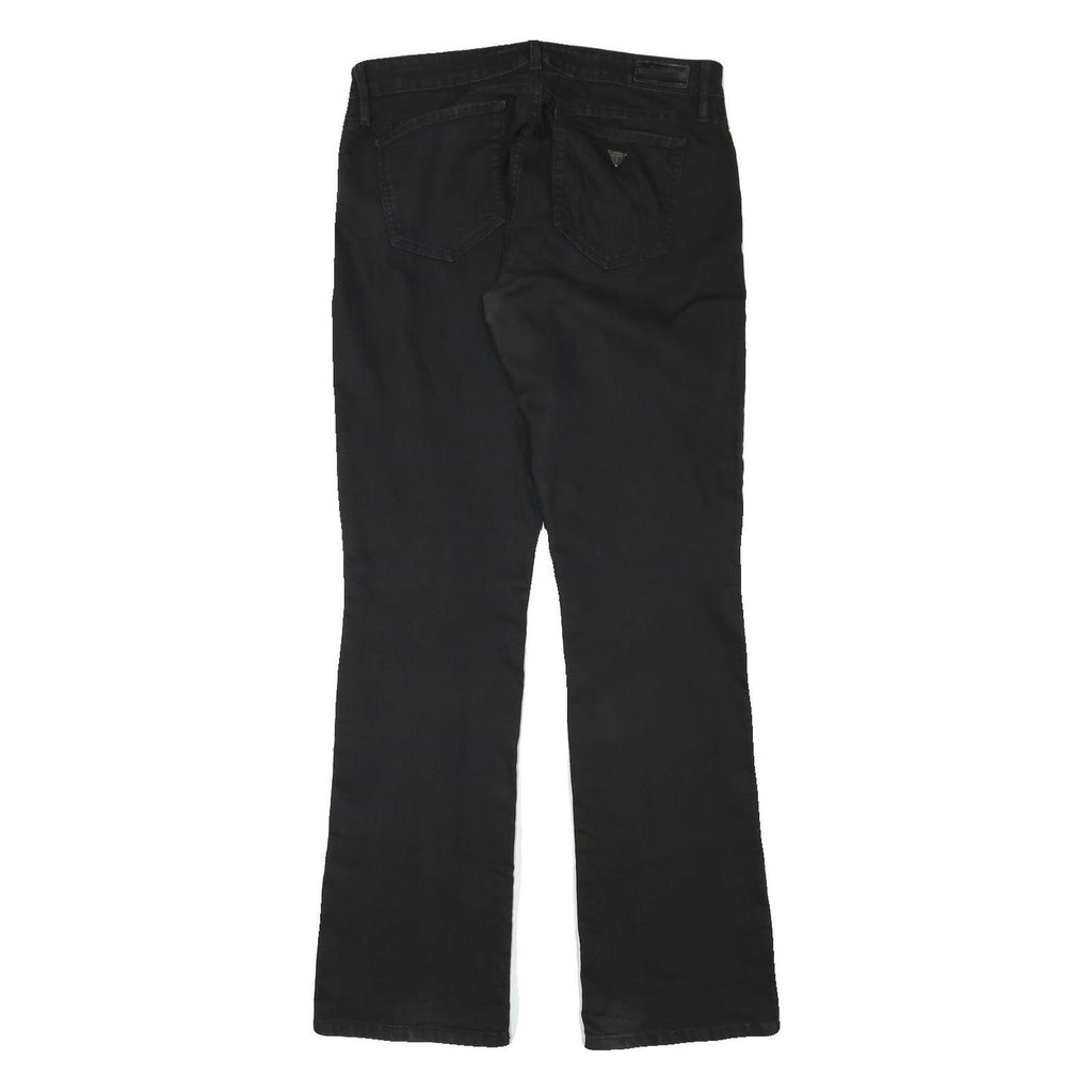 GUESS Womens Black Regular Fit Straight Denim Jeans W31 L33 Zip Cotton Blend