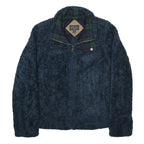 PENDLETON Womens Navy Blue Acrylic Zip Jacket M Fleece Checked Pocket