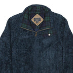 PENDLETON Womens Navy Blue Acrylic Zip Jacket M Fleece Checked Pocket