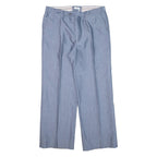 Pleated Mens Trousers Blue Loose Straight W34 L28