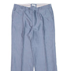 Pleated Mens Trousers Blue Loose Straight W34 L28