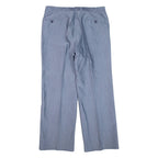 Pleated Mens Trousers Blue Loose Straight W34 L28