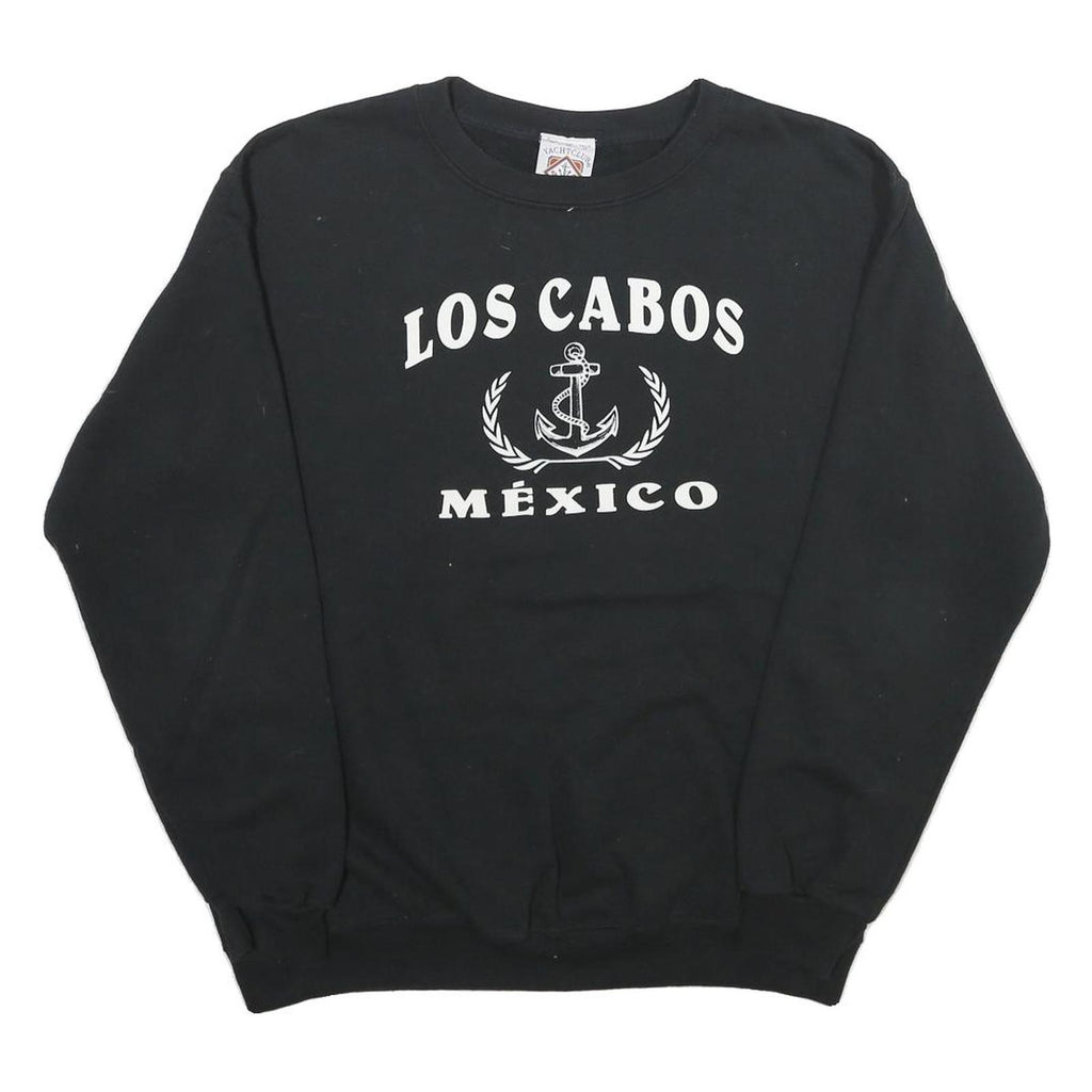YACHT CLUB Mens Black Los Cabos Mexico Crew Neck M Cotton Sweatshirt
