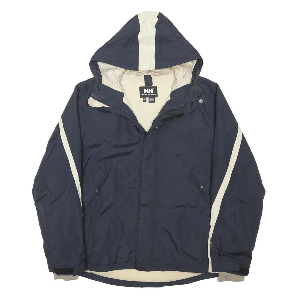 HELLY HANSEN Mens Navy & Cream Outdoor Jacket M Polyester Blend Zip Hooded