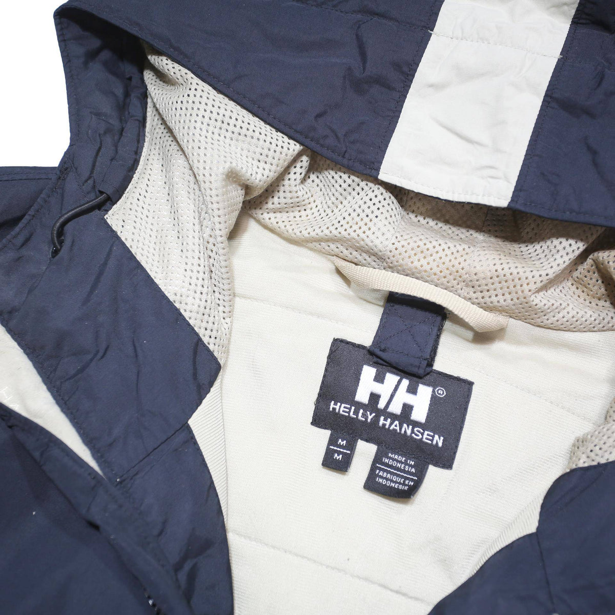 HELLY HANSEN Mens Navy & Cream Outdoor Jacket M Polyester Blend Zip Hooded