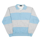 NUCLEUS Womens Blue & Grey Rugby Collar XL Striped Cotton Blend Sweatshirt