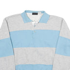 NUCLEUS Womens Blue & Grey Rugby Collar XL Striped Cotton Blend Sweatshirt