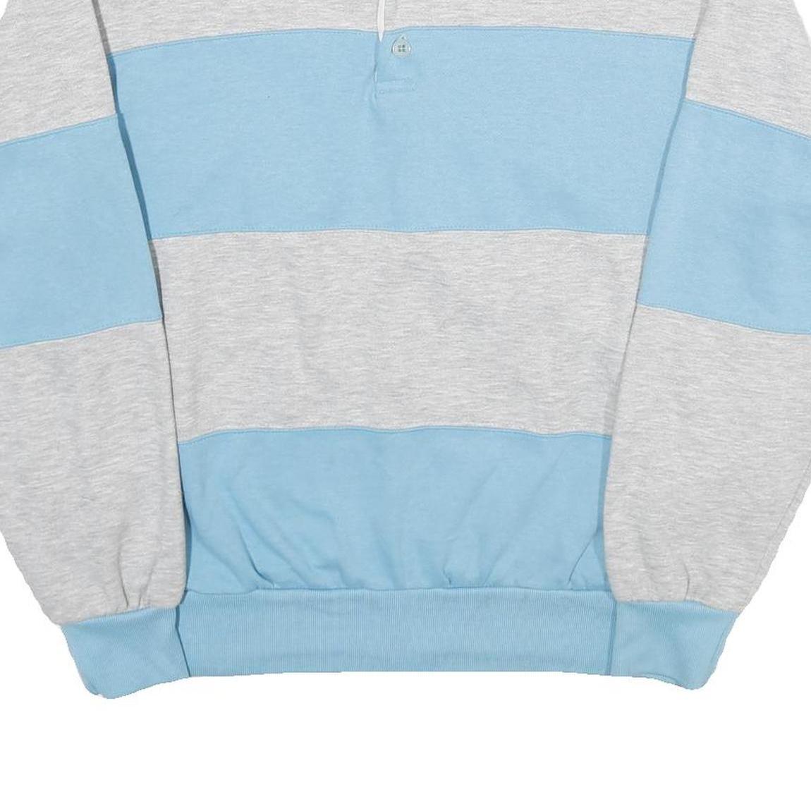 NUCLEUS Womens Blue & Grey Rugby Collar XL Striped Cotton Blend Sweatshirt