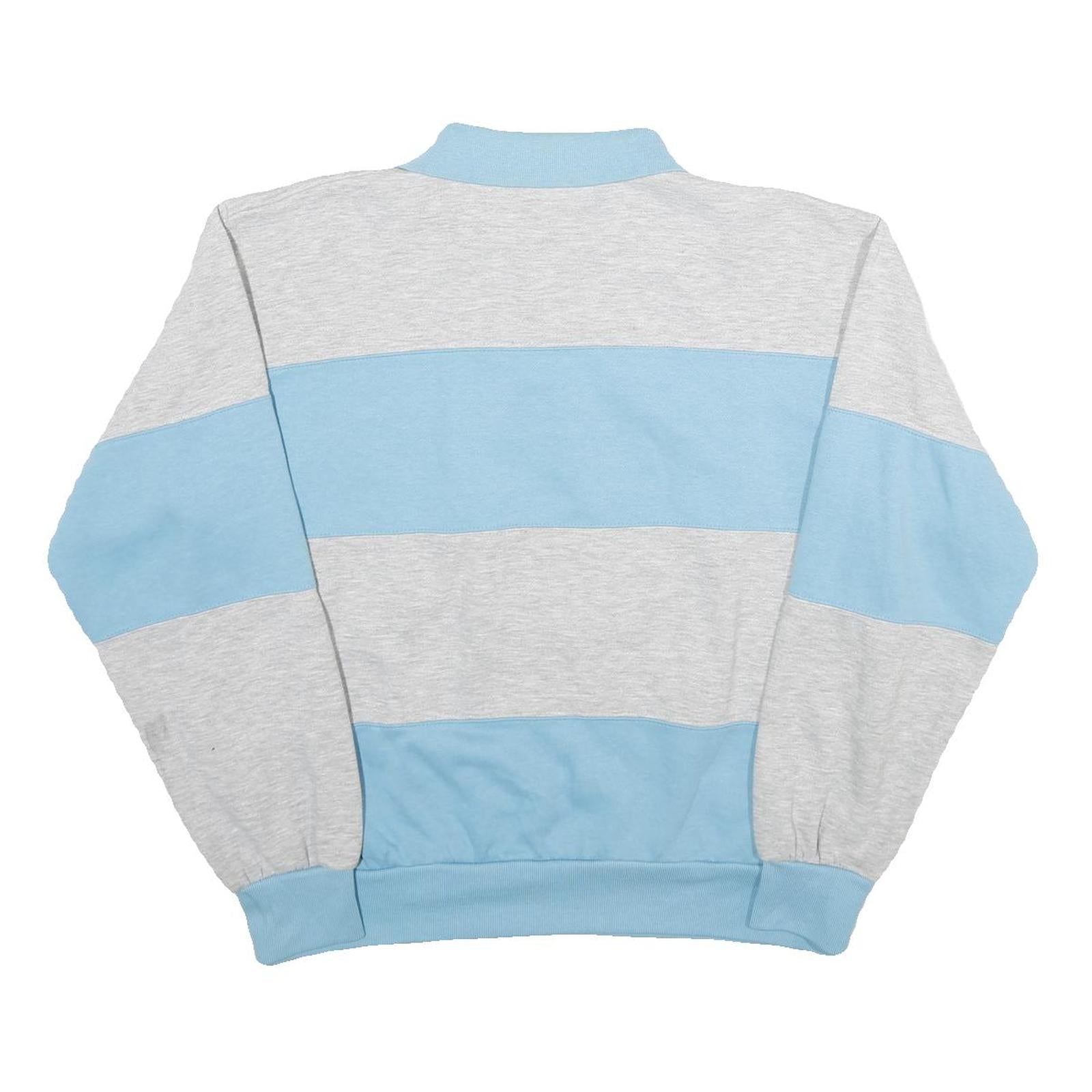 NUCLEUS Womens Blue & Grey Rugby Collar XL Striped Cotton Blend Sweatshirt