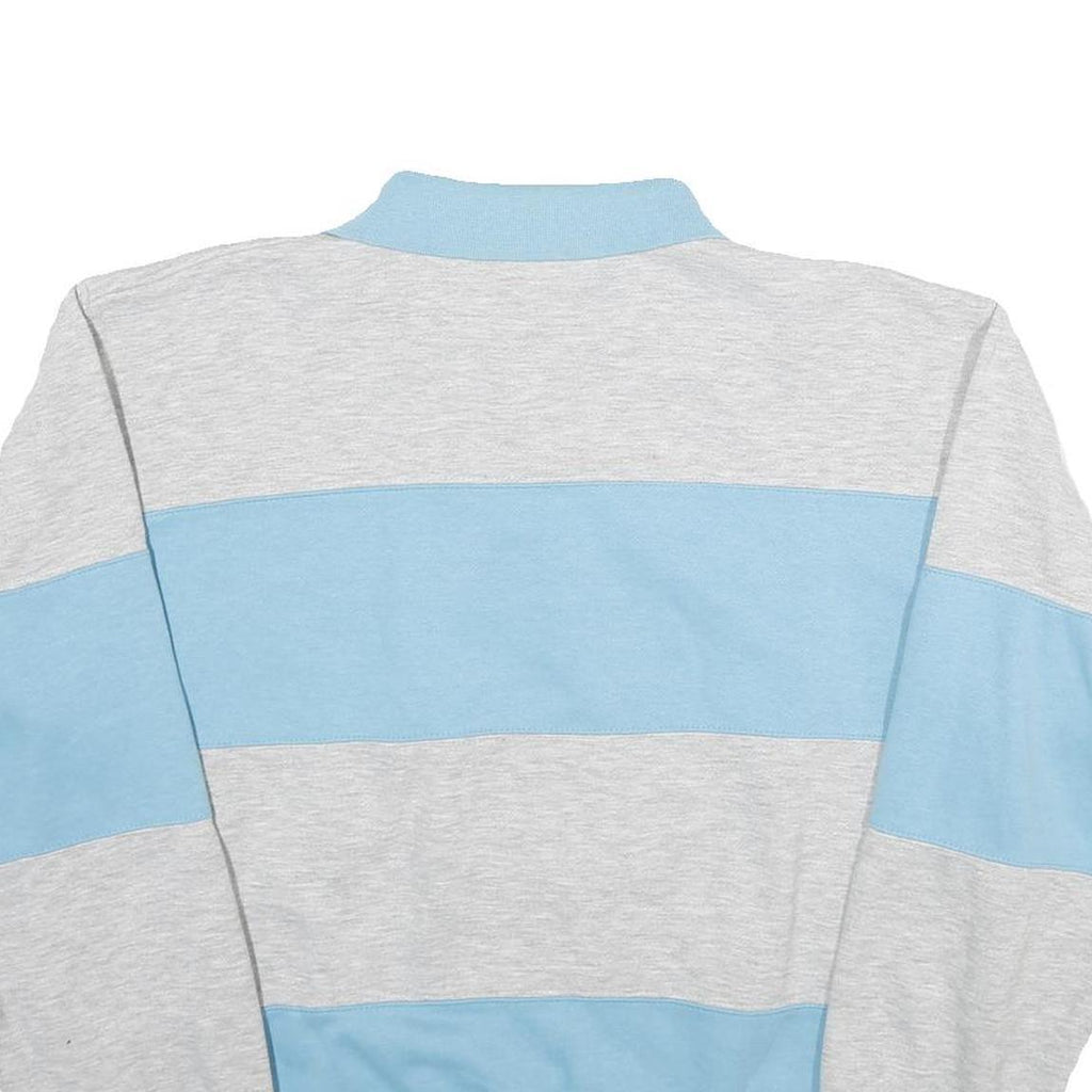 NUCLEUS Womens Blue & Grey Rugby Collar XL Striped Cotton Blend Sweatshirt