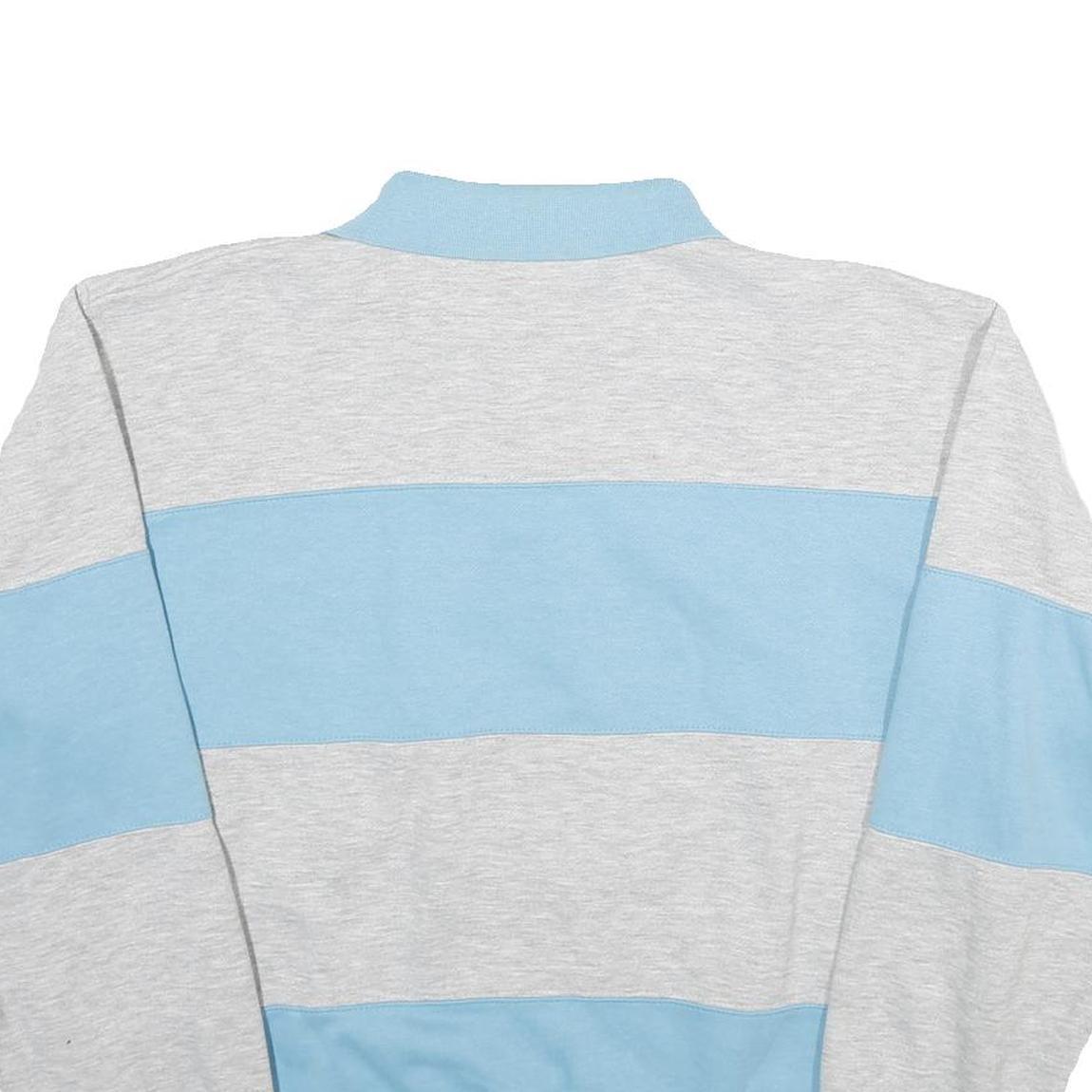 NUCLEUS Womens Blue & Grey Rugby Collar XL Striped Cotton Blend Sweatshirt
