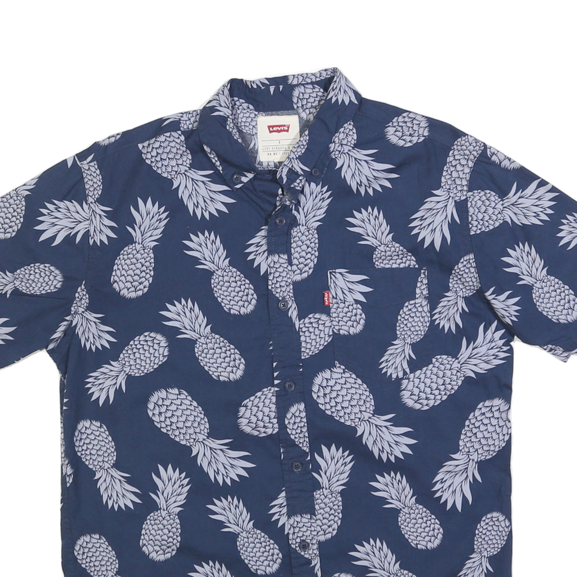 LEVI'S Mens Blue Pineapple Print Shirt S Cotton Blend Casual Summer Style