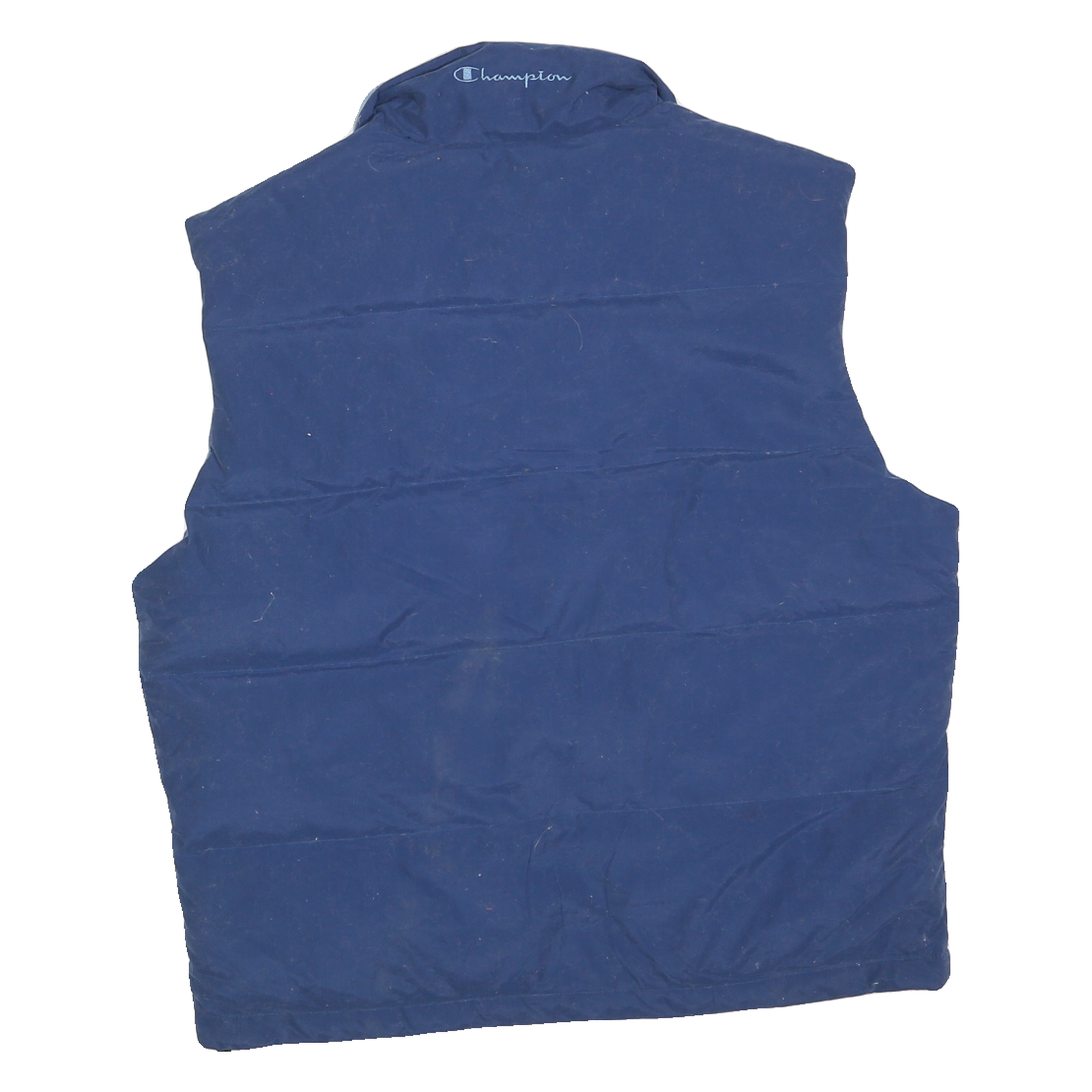 CHAMPION Mens Blue Sleeveless Jacket L Polyester Zip Plain Outdoor Casual