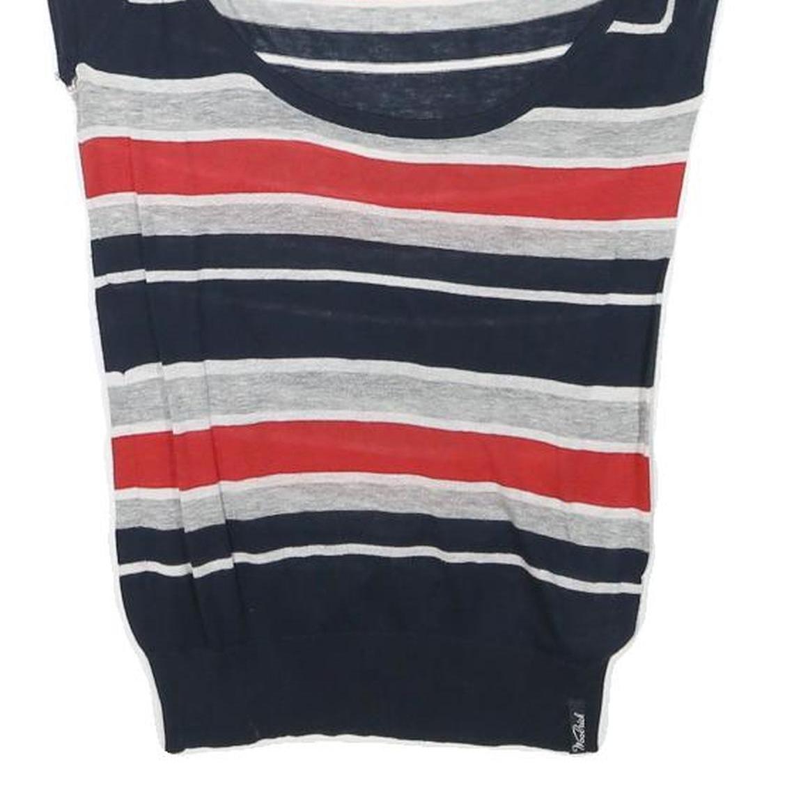WOOLRICH Womens Navy Blue Red & Grey Printed Top Sleeveless Round Neck S Cotton