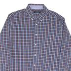 NAUTICA Mens Blue & Maroon Check Shirt 2XL Button Down Long Sleeve Casual
