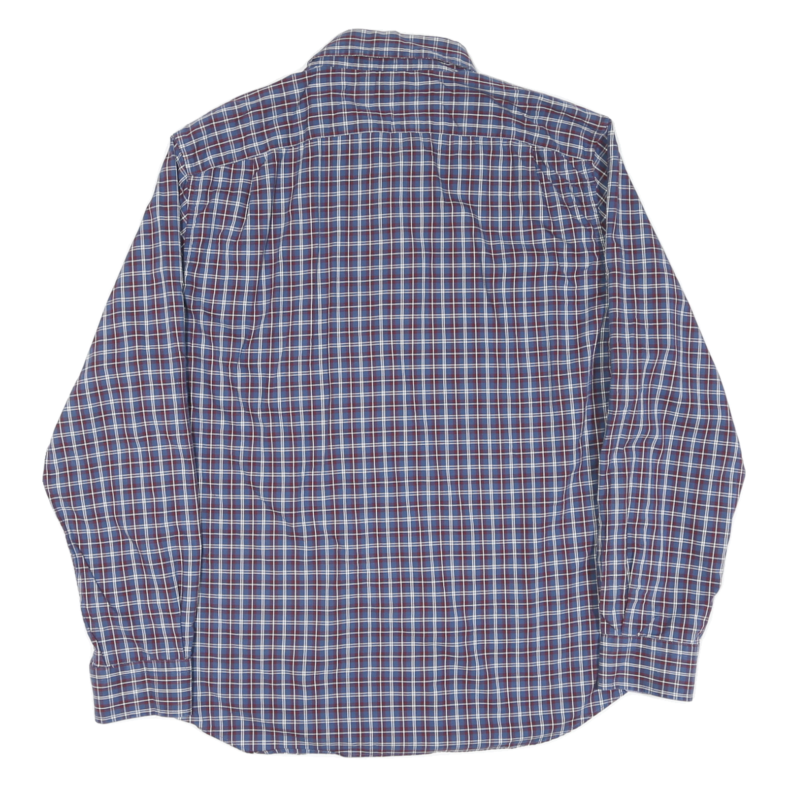 NAUTICA Mens Blue & Maroon Check Shirt 2XL Button Down Long Sleeve Casual