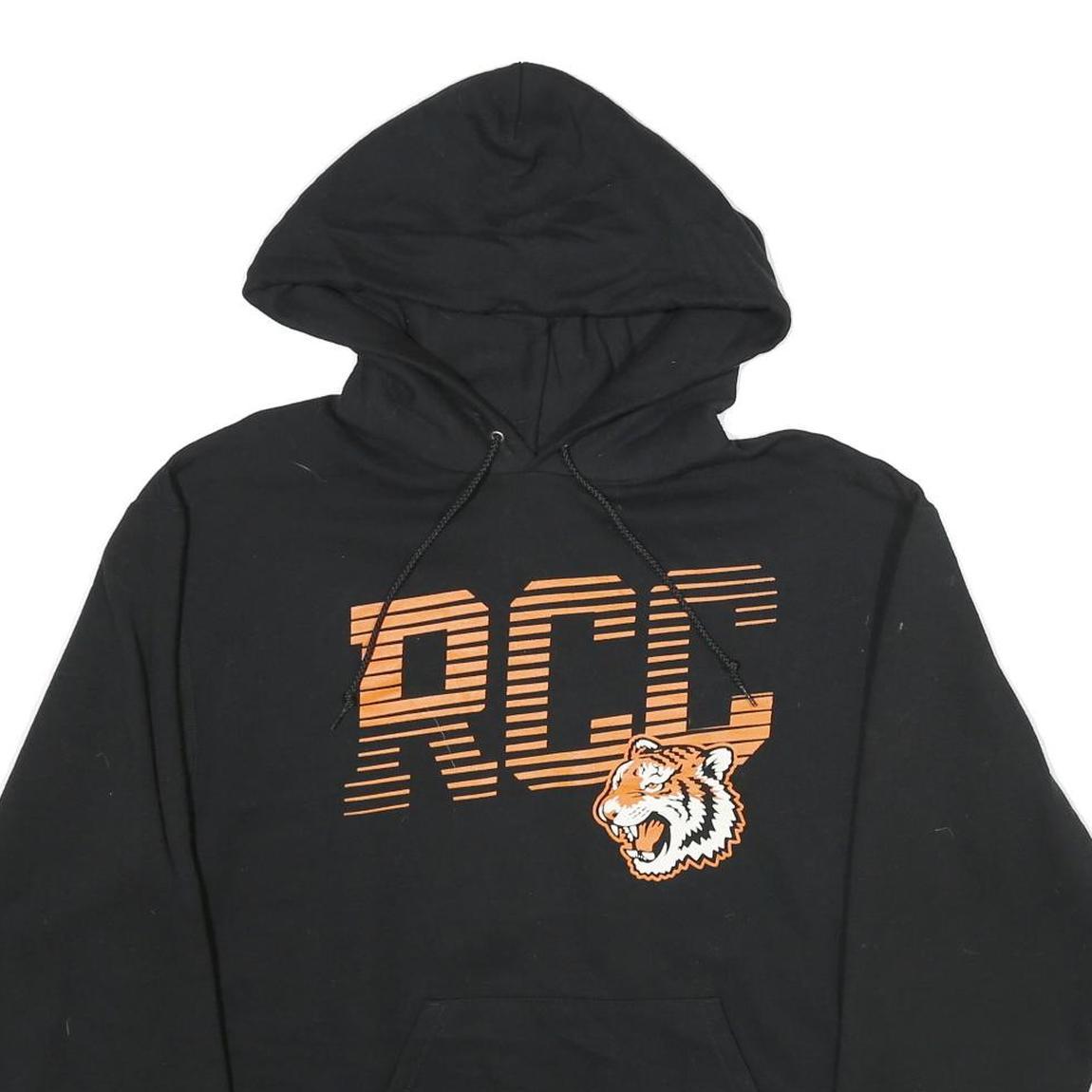 CHAMPION Mens Black Hooded Pullover M RCG Tiger Graphic Hoodie