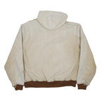 CARHARTT Mens Beige Hooded Zip Canvas Workwear Jacket L Cotton Blend Woven
