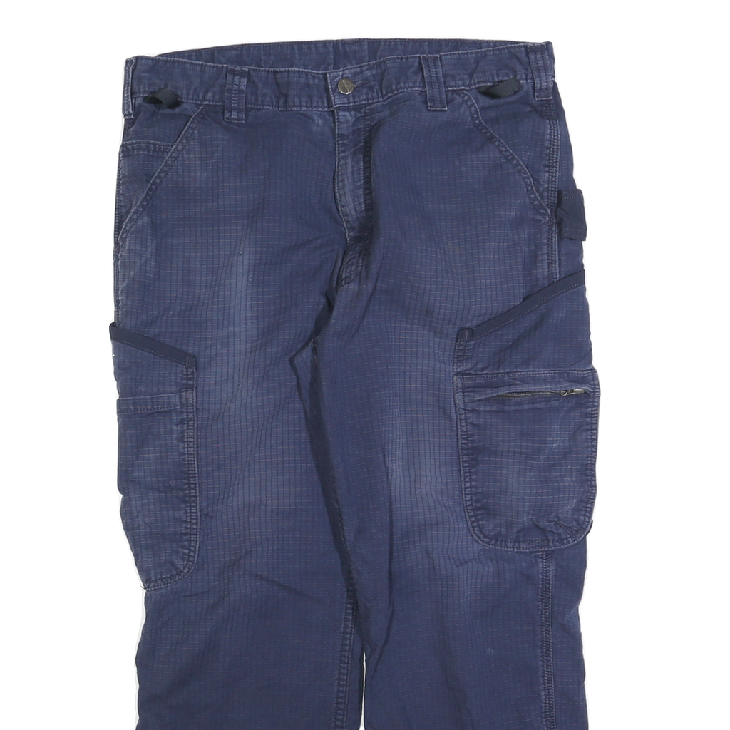 CARHARTT Mens Regular Fit Blue Cotton Blend Zip Closure Cargo Trousers W36 L27