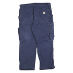 CARHARTT Mens Regular Fit Blue Cotton Blend Zip Closure Cargo Trousers W36 L27