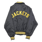 DON ALLERSON Mens Black & Yellow Varsity Button Jacket S Nylon Embroidered 1987