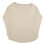 TOMMY HILFIGER Womens Beige Plain Cotton Blend Jumper Crew Neck Basic Knit 2XL