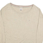 TOMMY HILFIGER Womens Beige Plain Cotton Blend Jumper Crew Neck Basic Knit 2XL