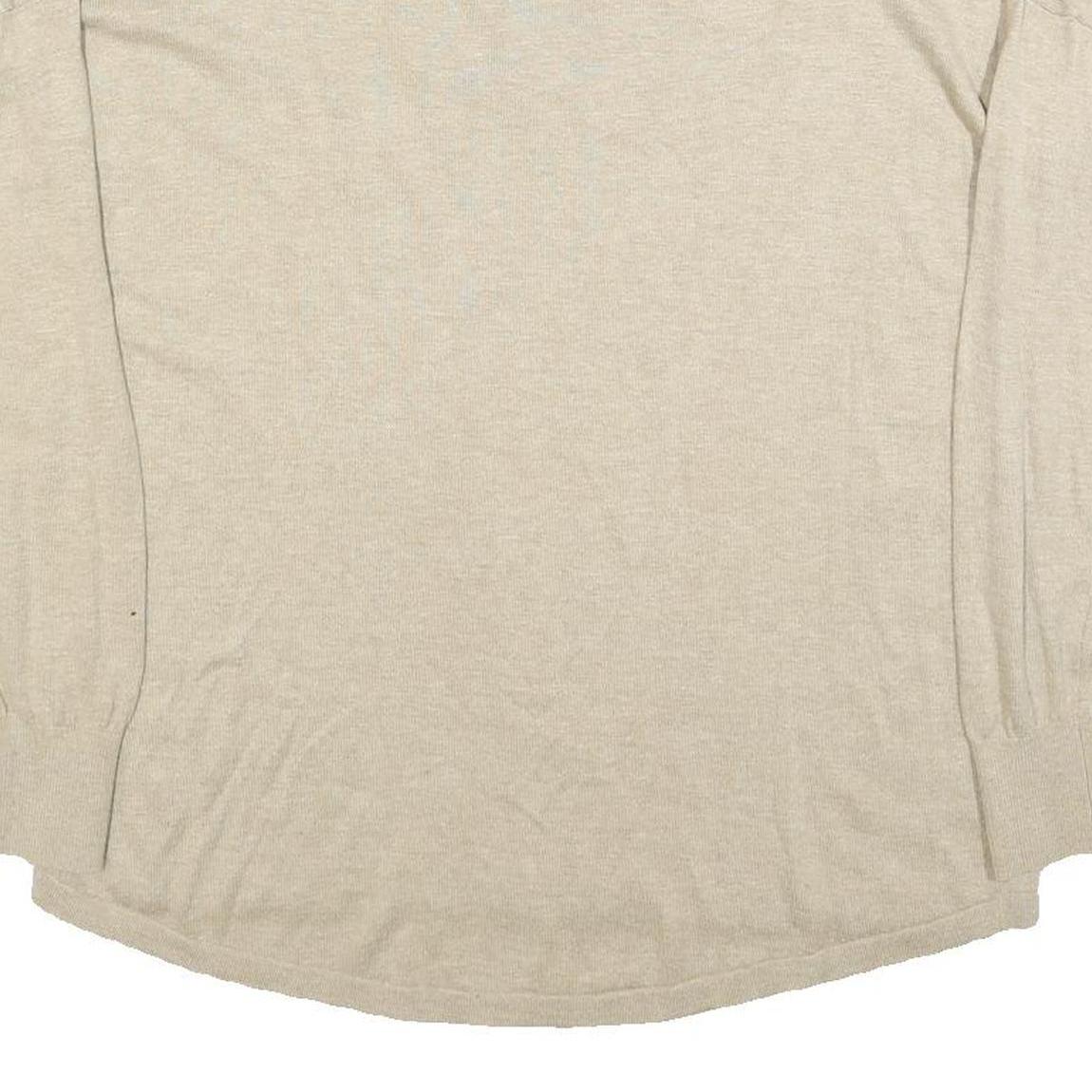 TOMMY HILFIGER Womens Beige Plain Cotton Blend Jumper Crew Neck Basic Knit 2XL