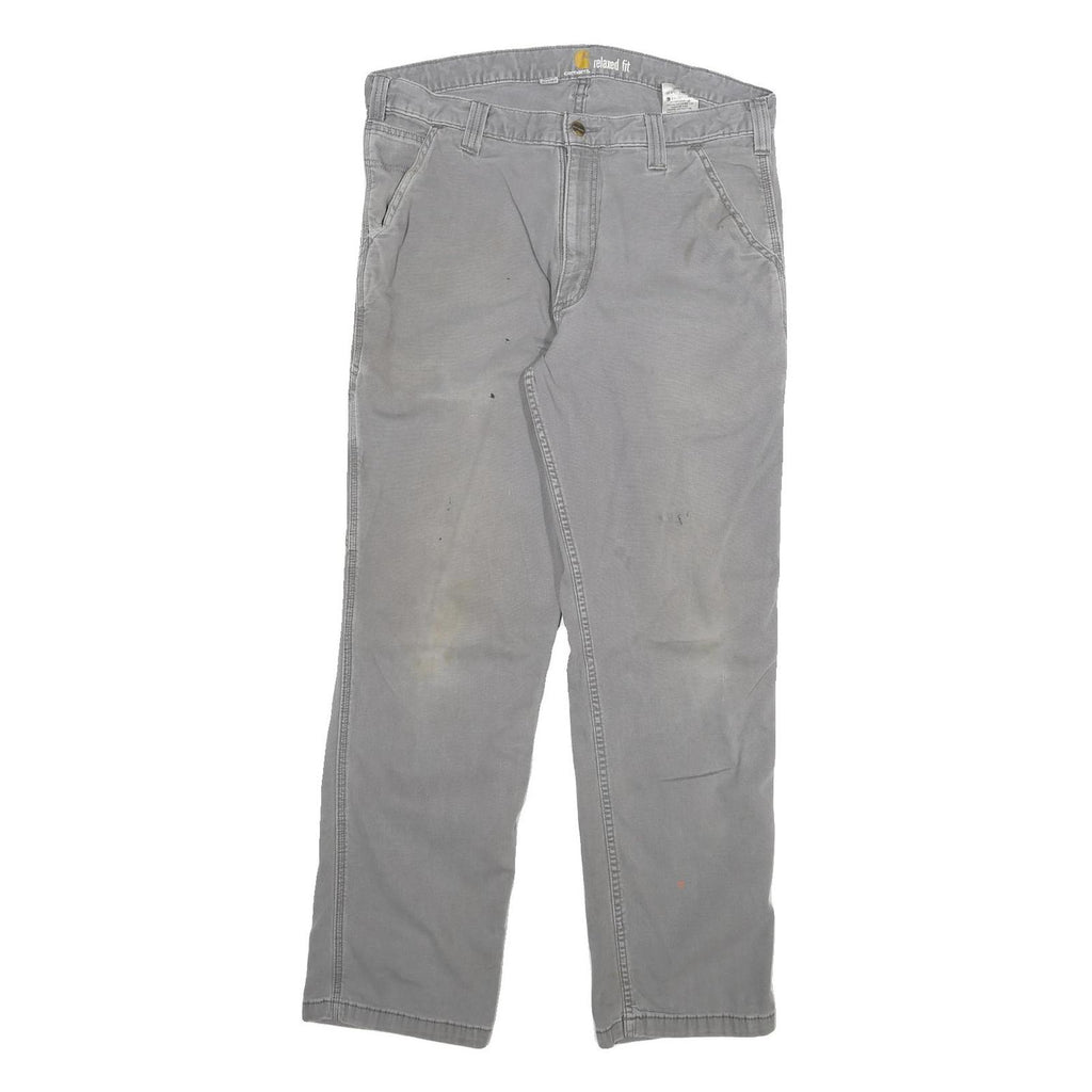 CARHARTT Mens Cotton Blend Grey Relaxed Fit Straight Leg Trousers W36 L32