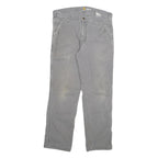 CARHARTT Mens Cotton Blend Grey Relaxed Fit Straight Leg Trousers W36 L32
