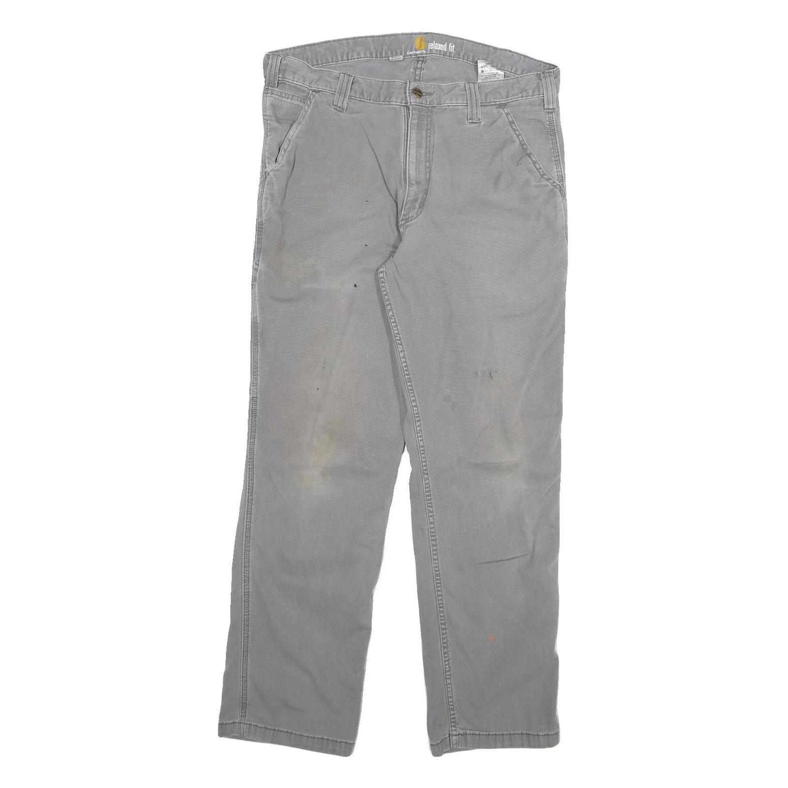 CARHARTT Mens Cotton Blend Grey Relaxed Fit Straight Leg Trousers W36 L32