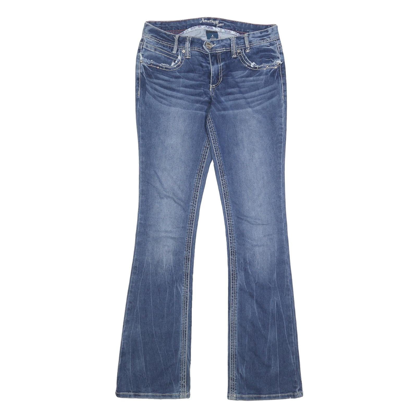 AMETHYST JEANS Womens Blue Regular Flared Denim Medium W30 L33 Stylish