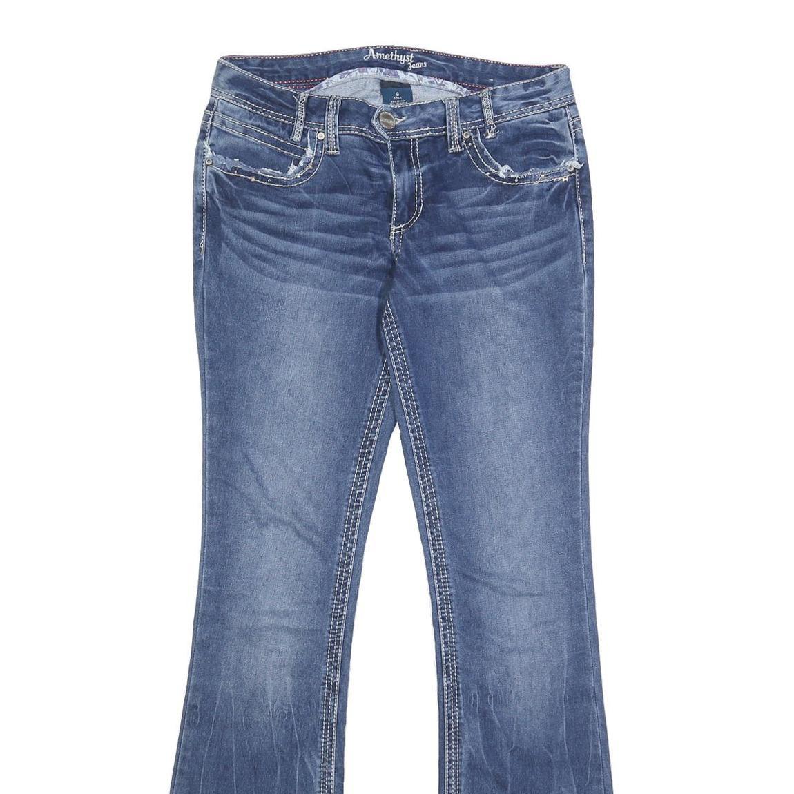 AMETHYST JEANS Womens Blue Regular Flared Denim Medium W30 L33 Stylish