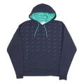 CHAMPION Mens Navy Blue & Green Hooded Pullover L Cotton Blend Hoodie