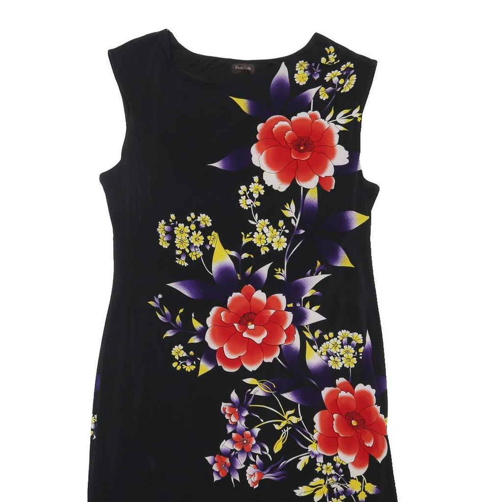 PHASE EIGHT Womens Black Floral Sleeveless Polyester Blend Sheath Dress L