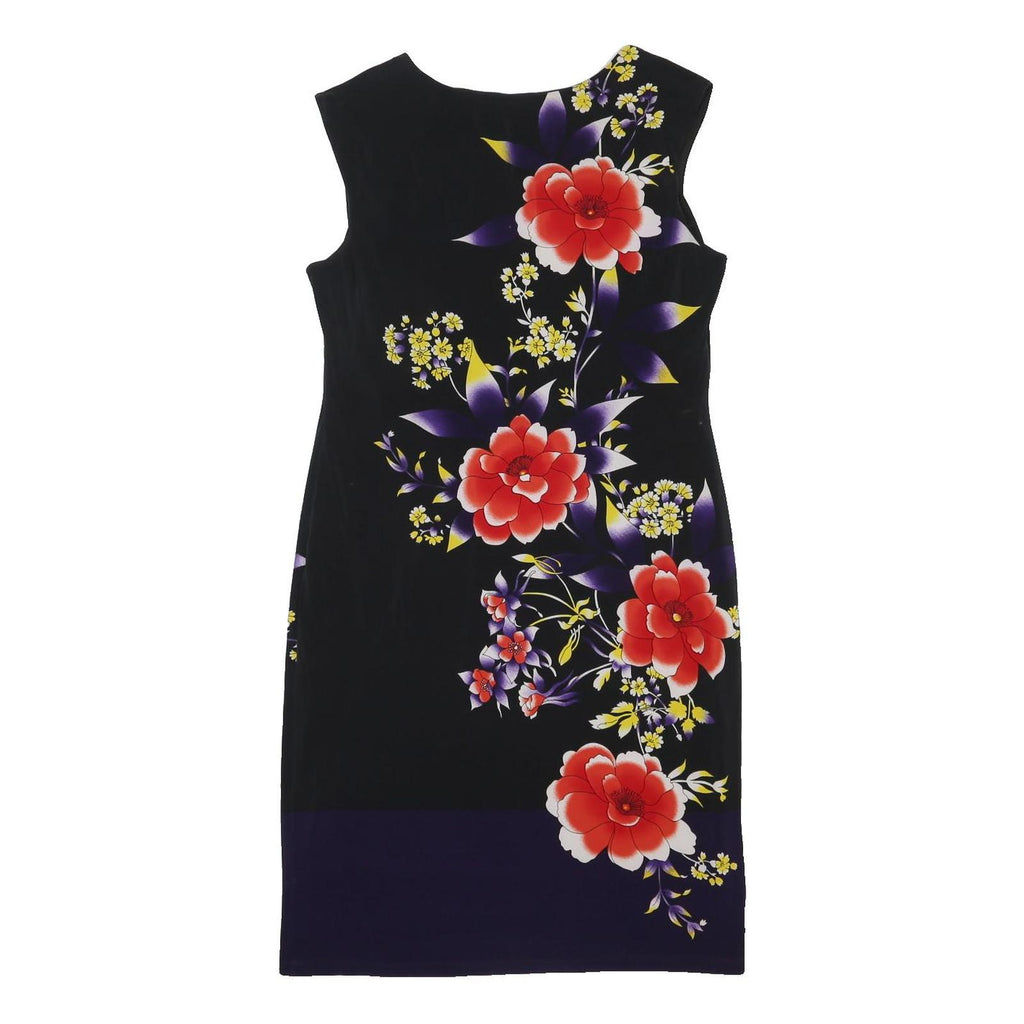PHASE EIGHT Womens Black Floral Sleeveless Polyester Blend Sheath Dress L