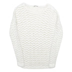 ORSAY Womens White Plain Jumper Crew Neck Basic Knit S Soft Fit Lightweight
